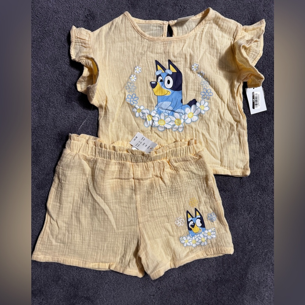 Toddler Girls Bluey Yellow 2 Piece Short Outfit Set